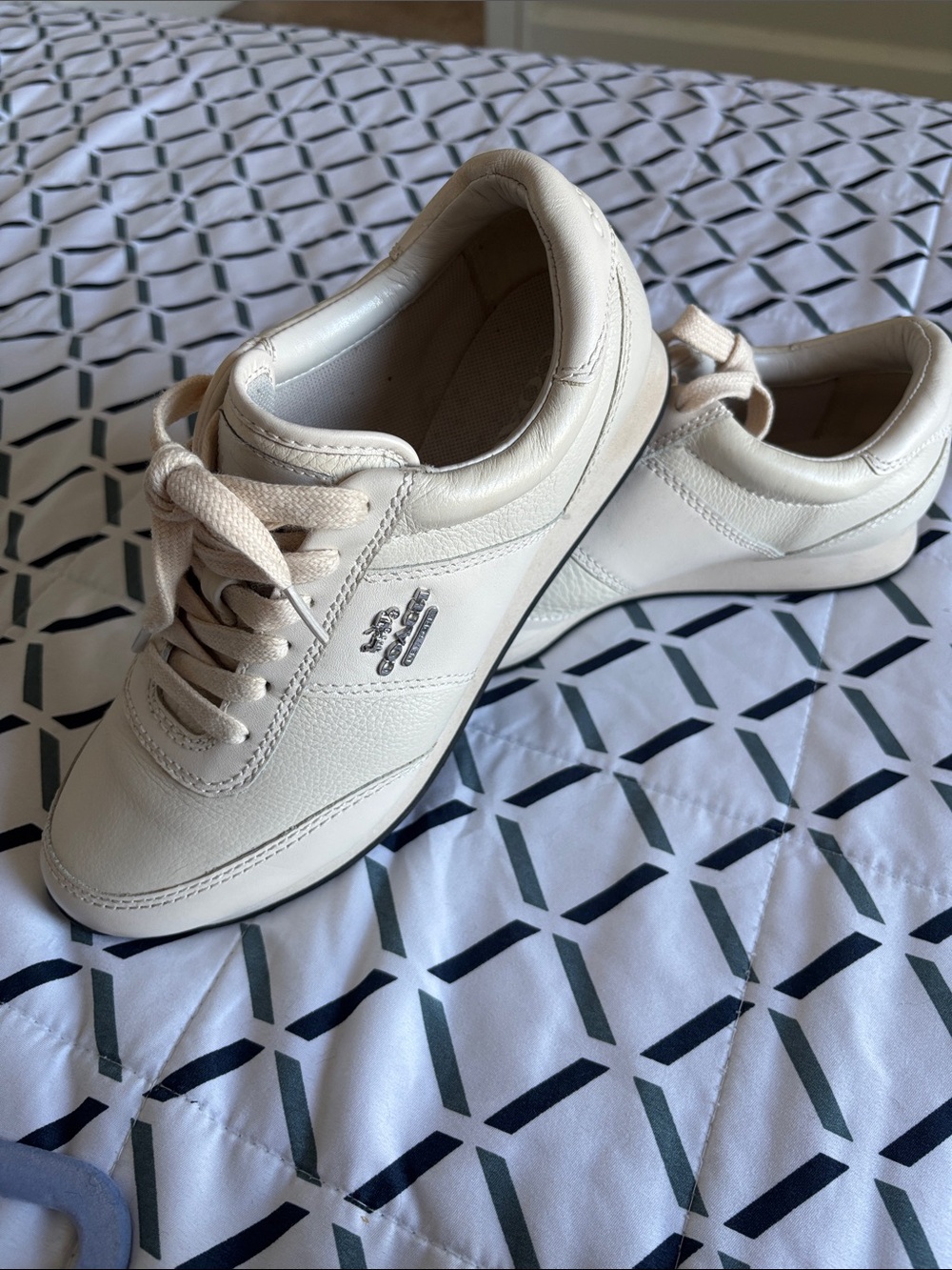 Coach Cream Leather Lace-Up Sneaker — Women